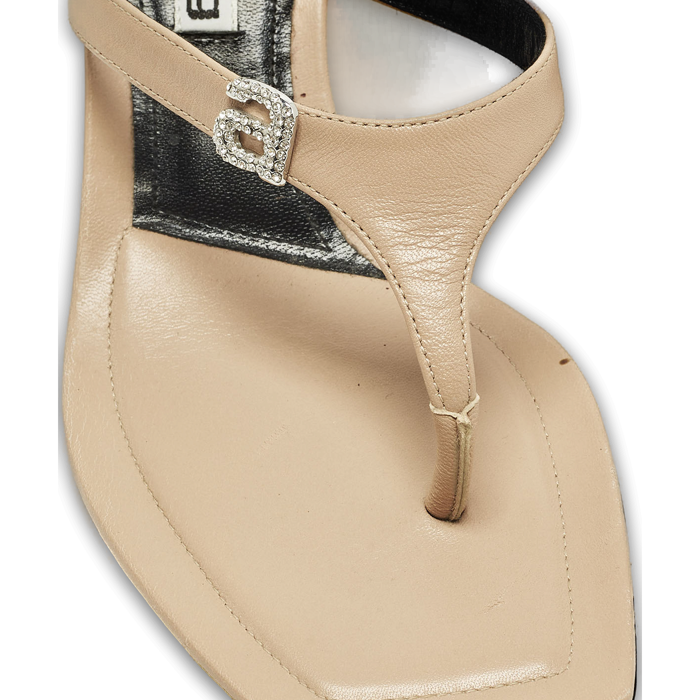 Beige Leather Thong Sandals 7