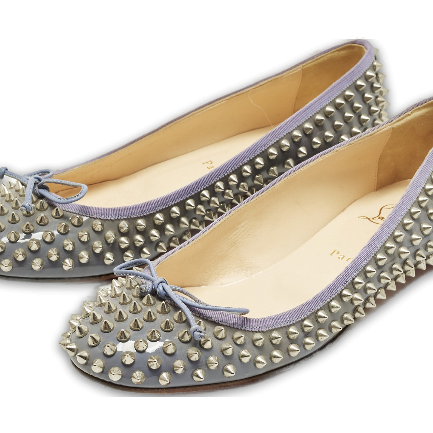 Jane Spike Grey Patent Leather Ballet Flats 0