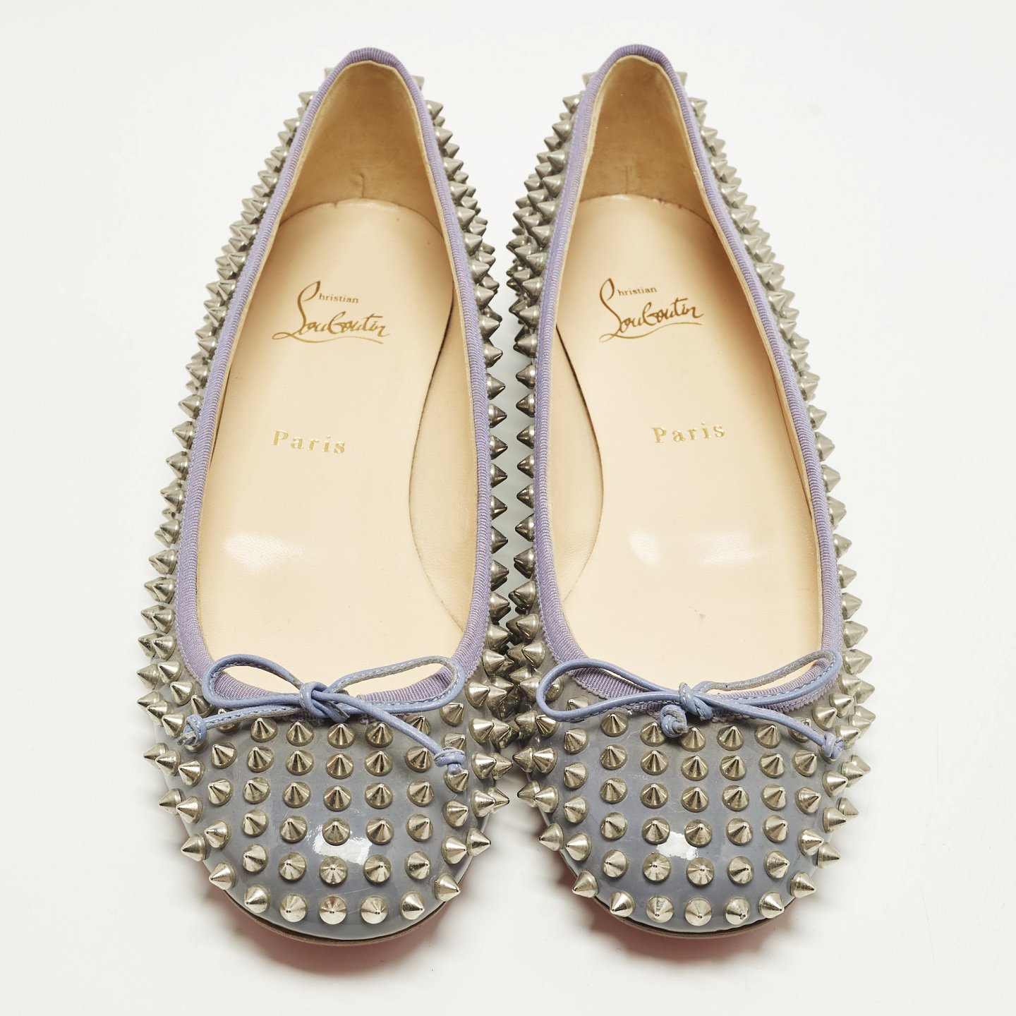 Jane Spike Grey Patent Leather Ballet Flats 4