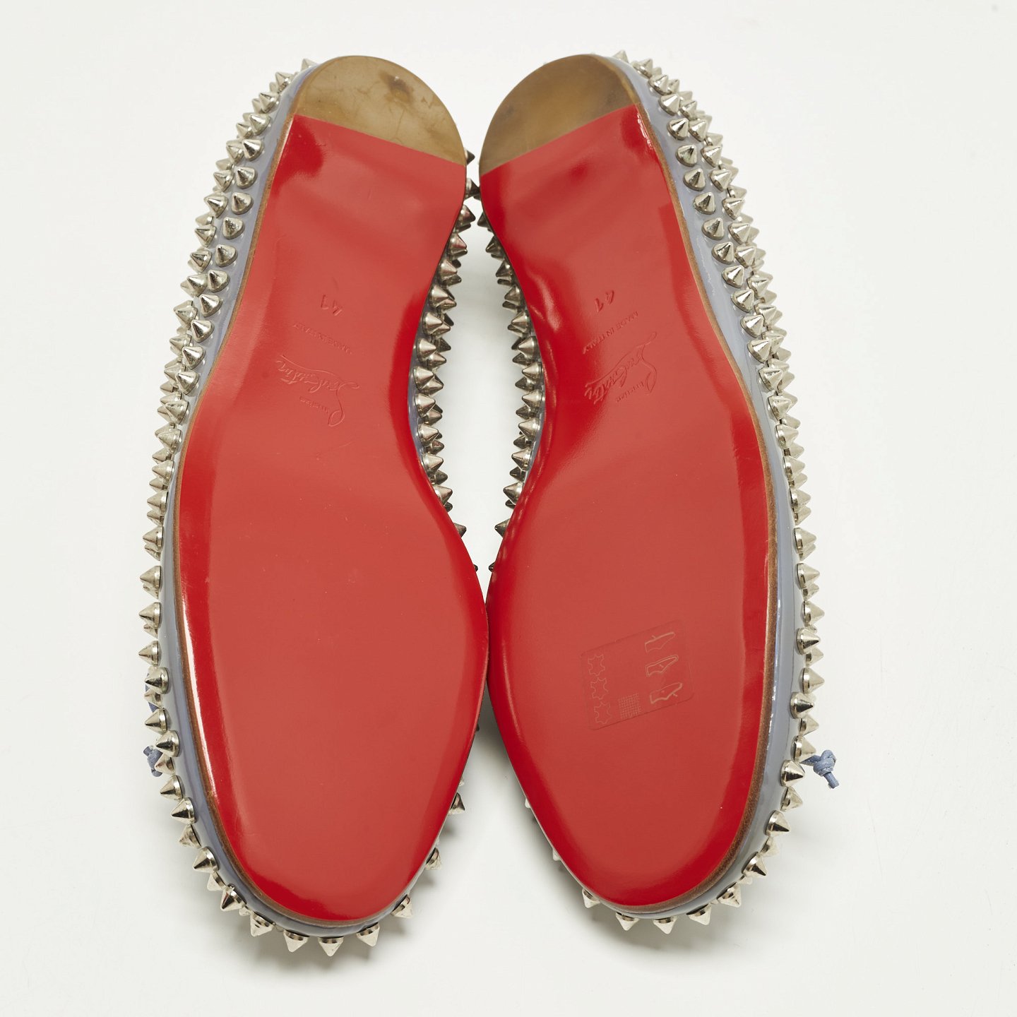 Jane Spike Grey Patent Leather Ballet Flats 8