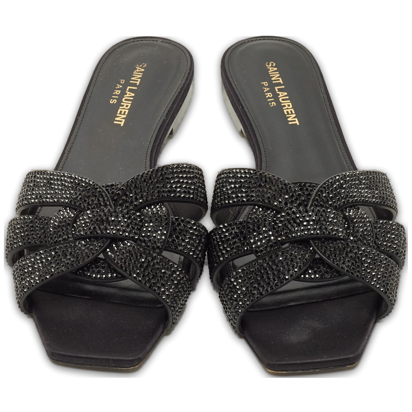 Tribute Black Leather Flat Slides 0