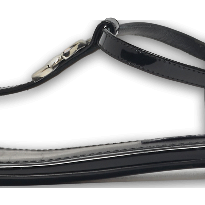 DG Logo Black Patent Leather Thong Flats 0