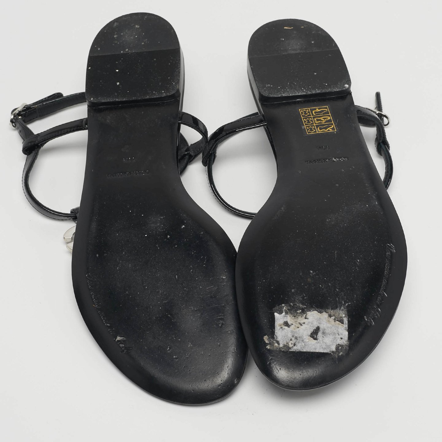 DG Logo Black Patent Leather Thong Flats 9