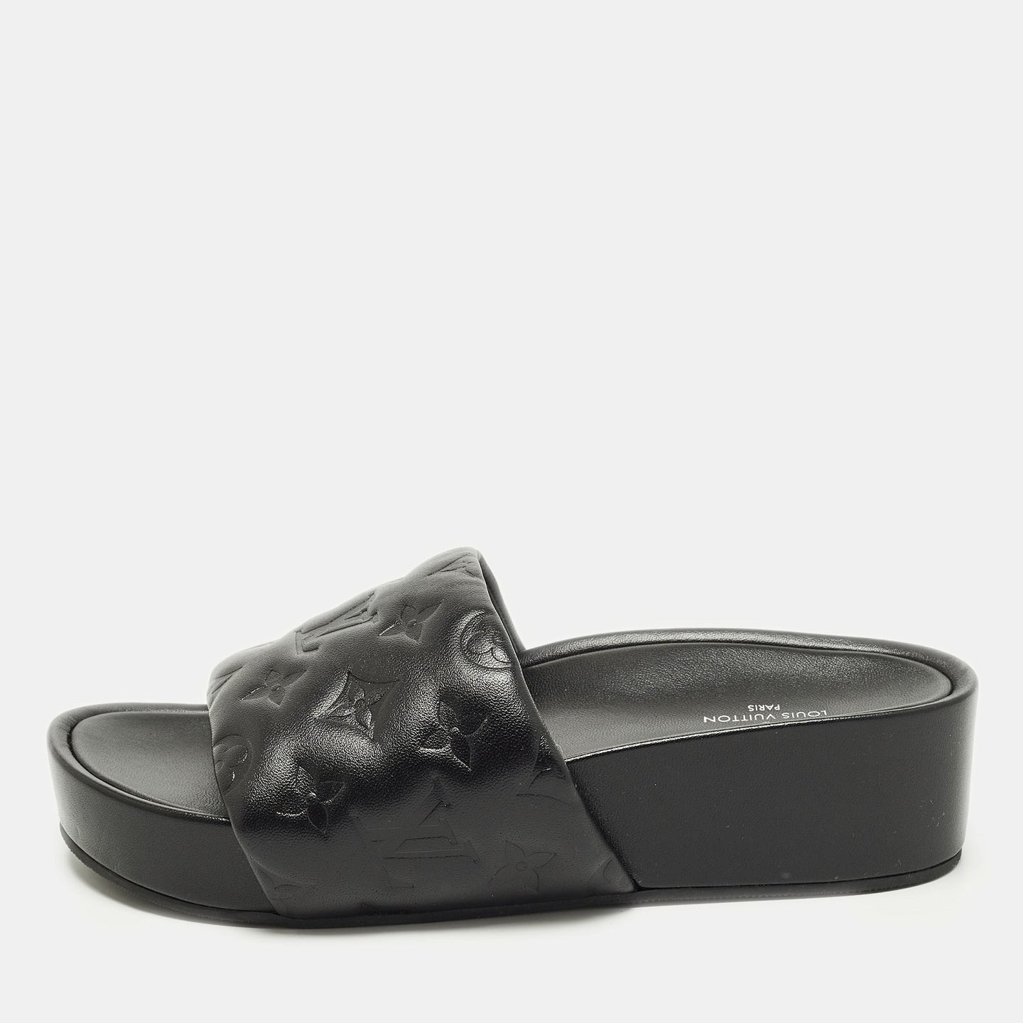 Black Monogram Leather Jumbo Platform Sandals 1