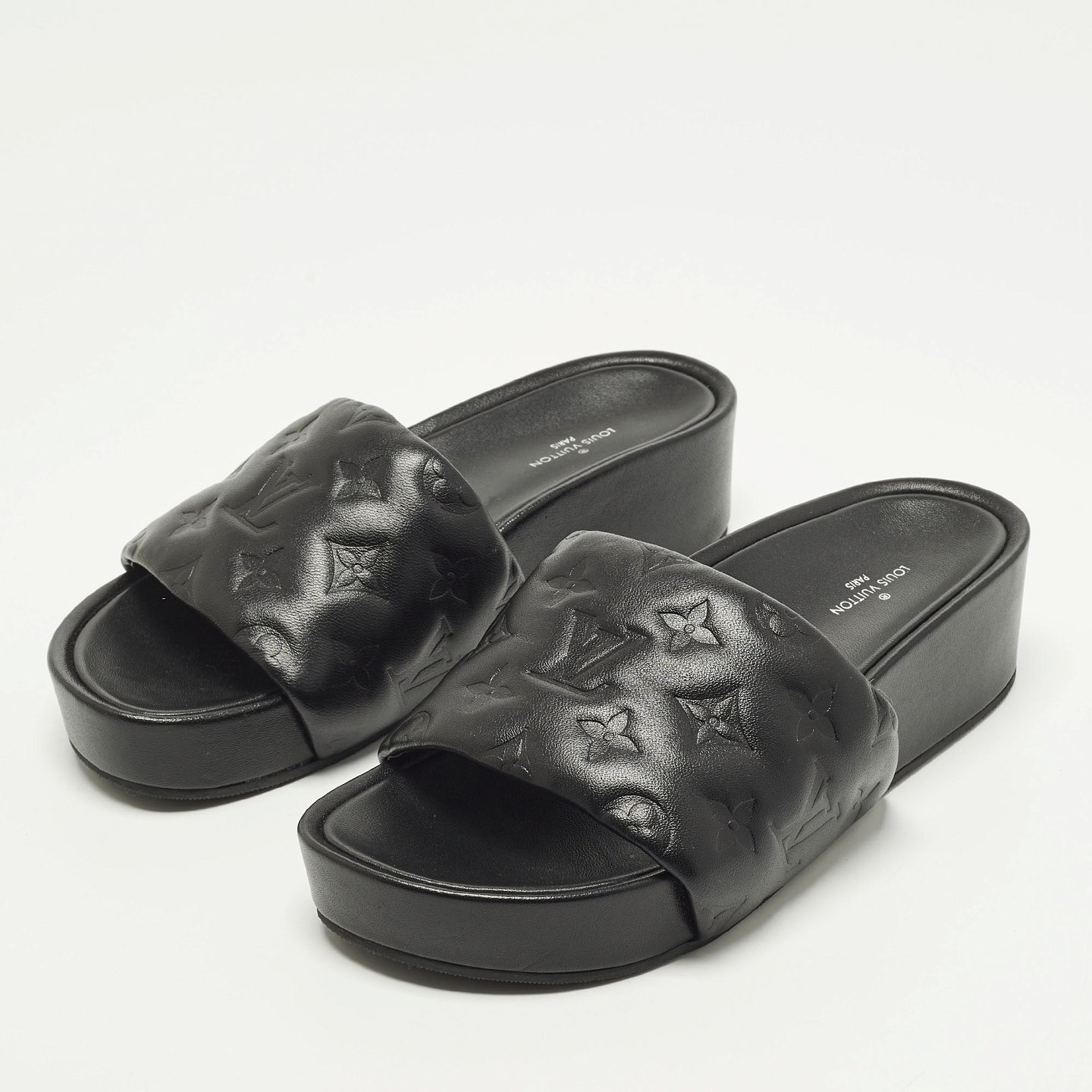 Black Monogram Leather Jumbo Platform Sandals 2