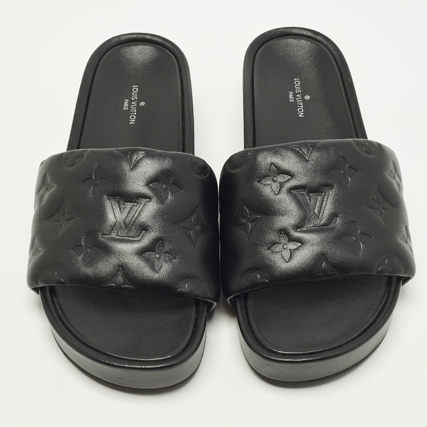 Black Monogram Leather Jumbo Platform Sandals 3