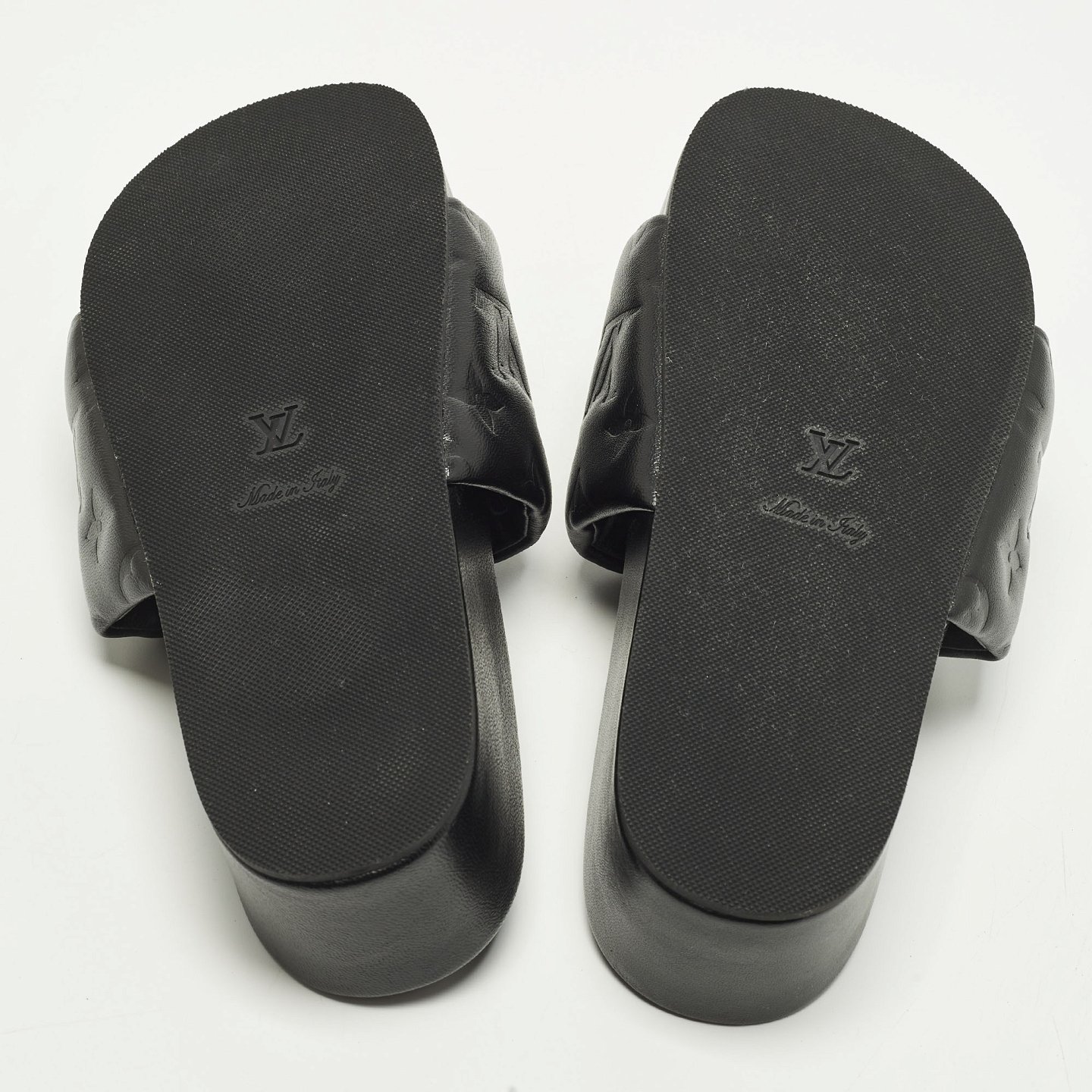 Black Monogram Leather Jumbo Platform Sandals 10