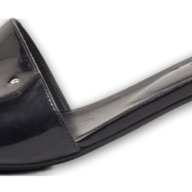 View Black Patent Leather Slide Sandals 0