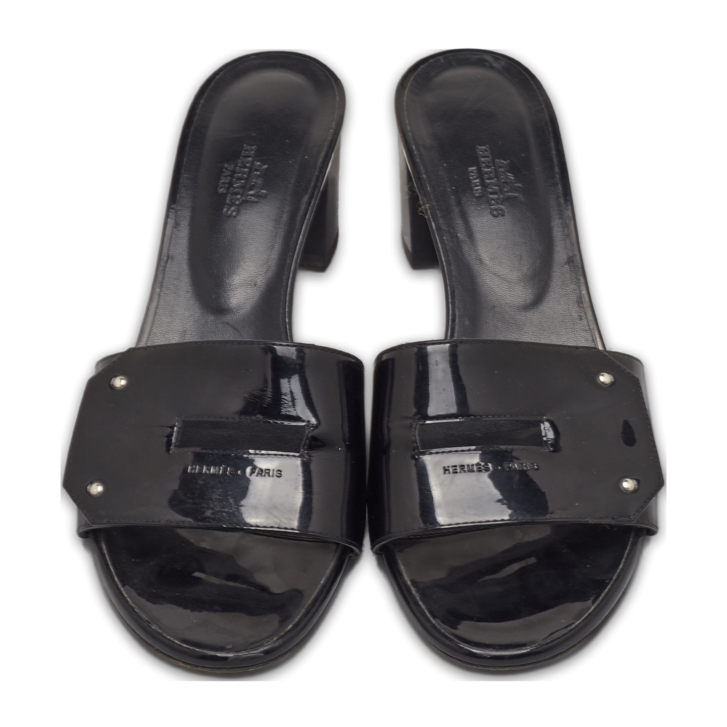 View Black Patent Leather Slide Sandals 4