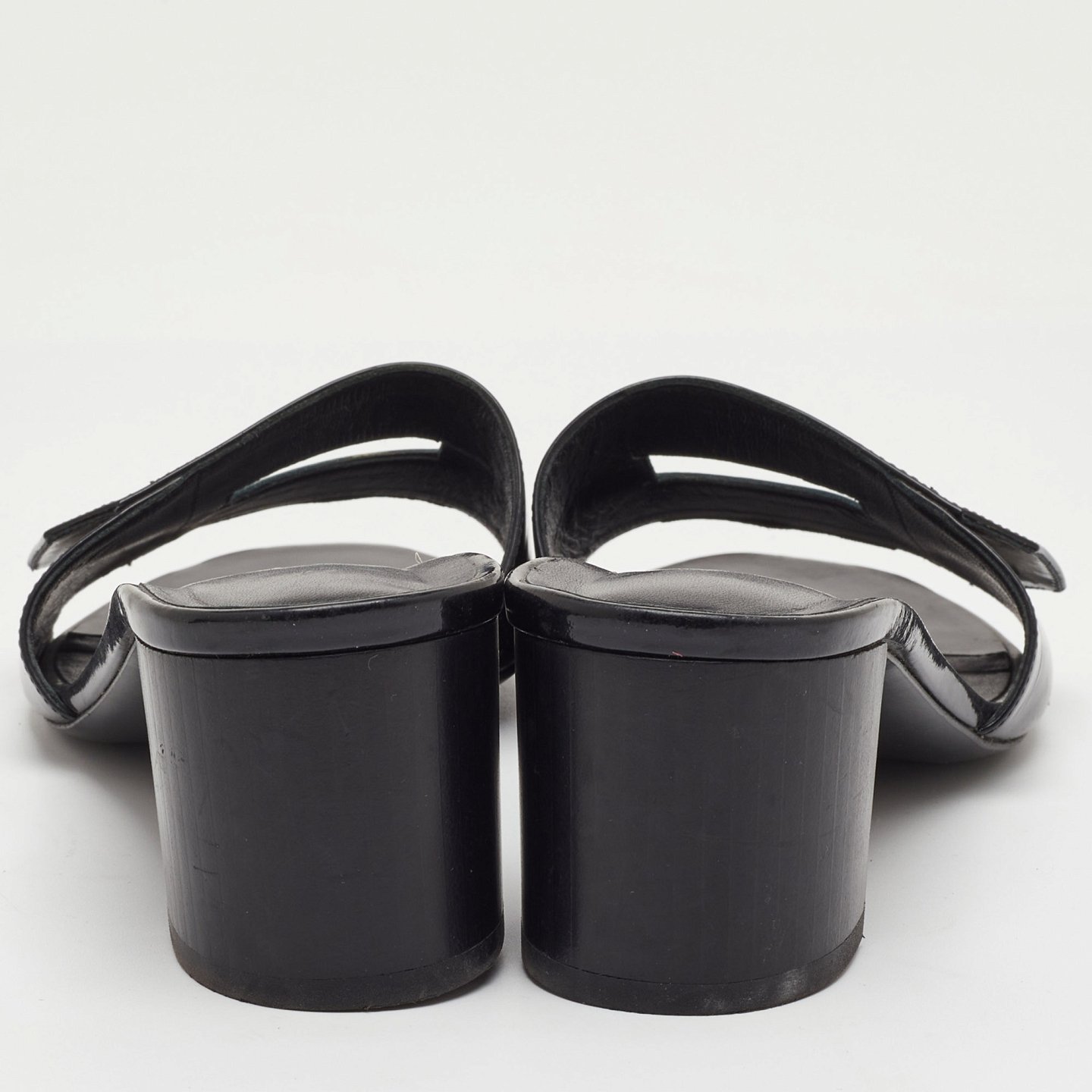 View Black Patent Leather Slide Sandals 6