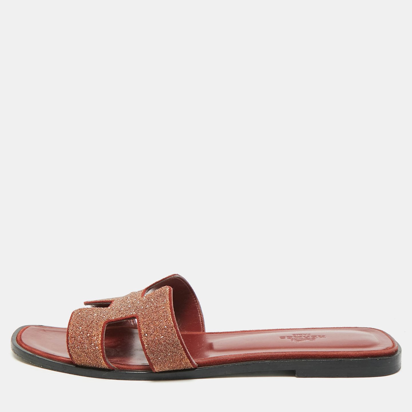 Oran Burgundy Texture Suede Flat Slide 8