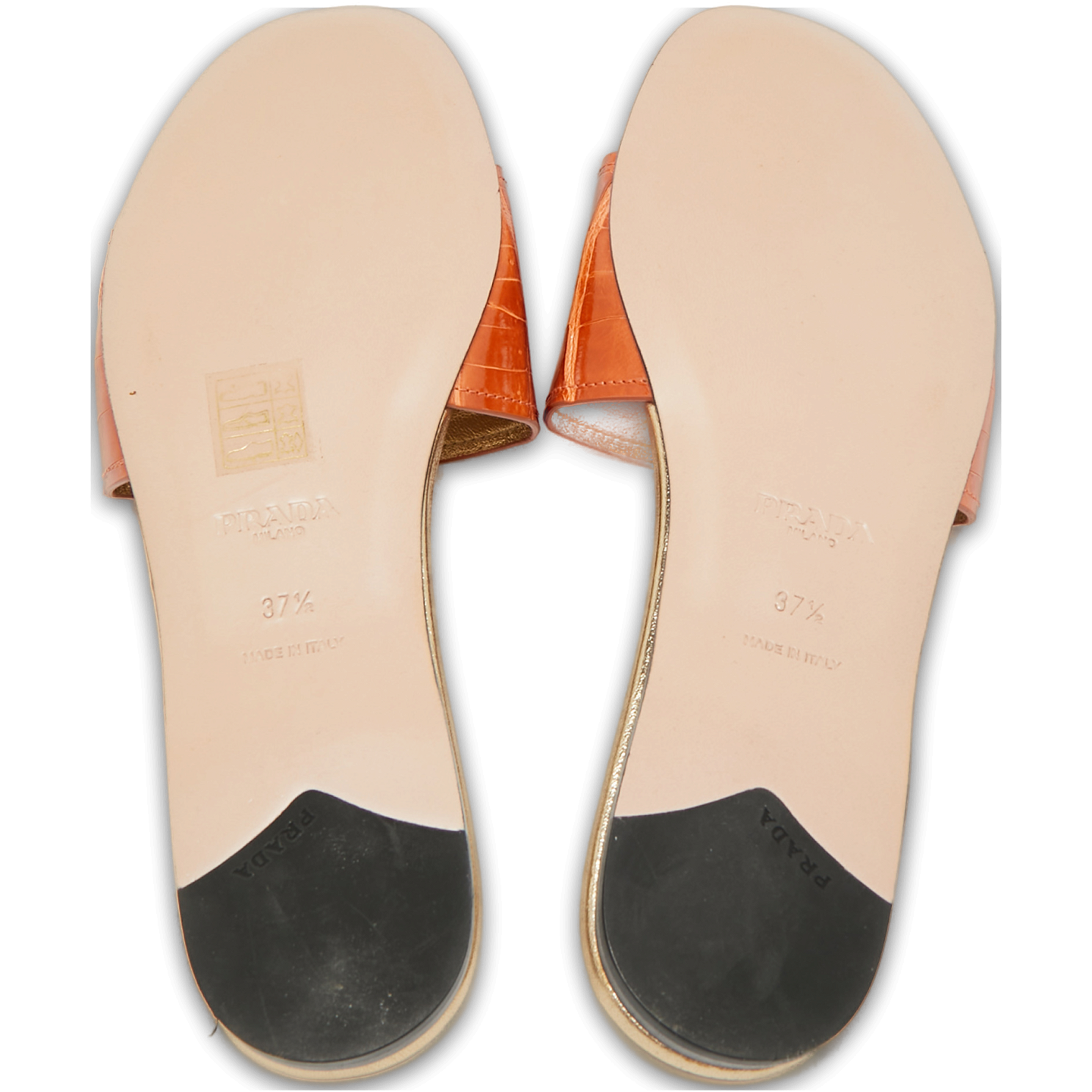 Brown Croc Embossed Leather Flat Slide 11