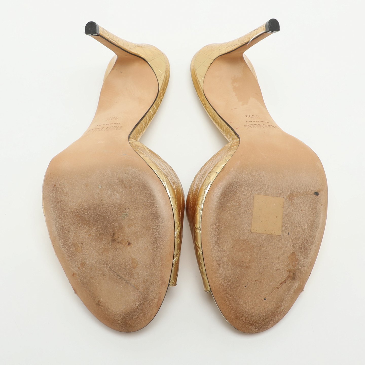 Gold Metallic Faux Croc Effect Leather Slide Sandals 3