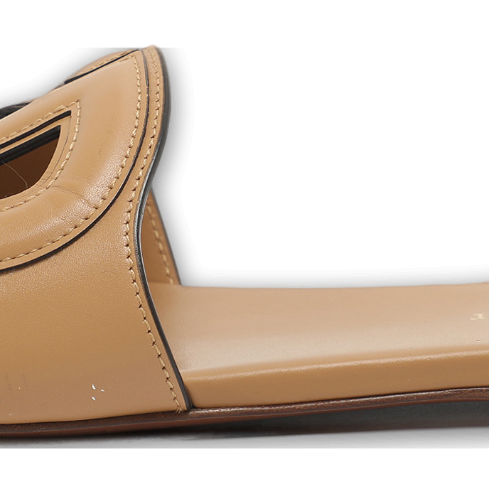 D Club Brown Leather Flat Slides 0