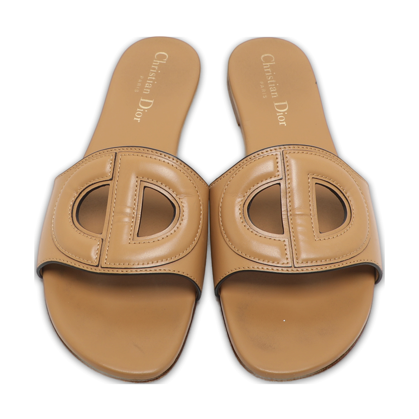 D Club Brown Leather Flat Slides 4