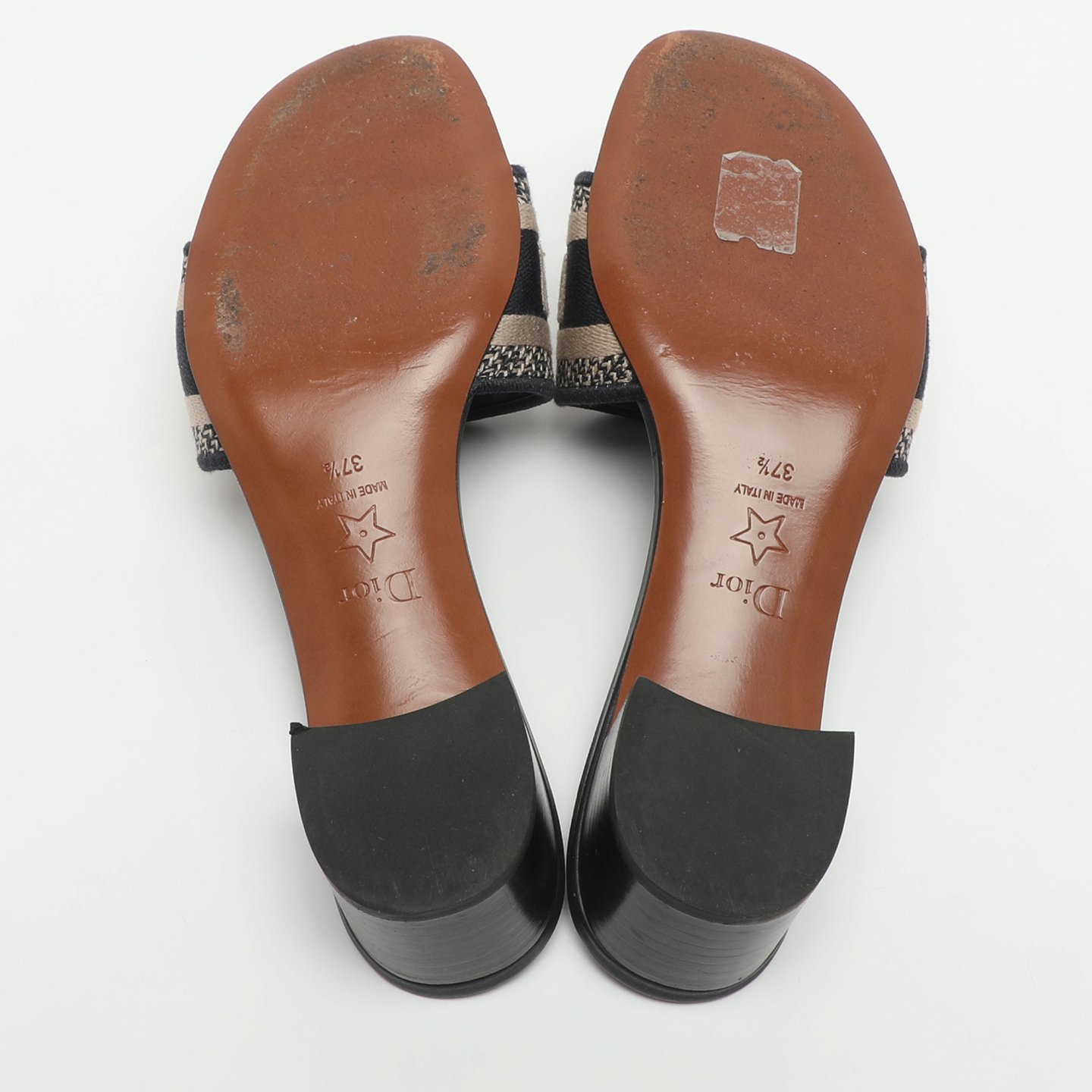 Dway Logo Embroidered Blue/Beige Fabric Slide Sandals 11