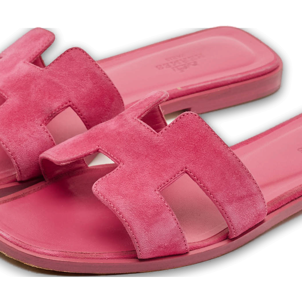 Oran Pink Suede Flat Slide 0