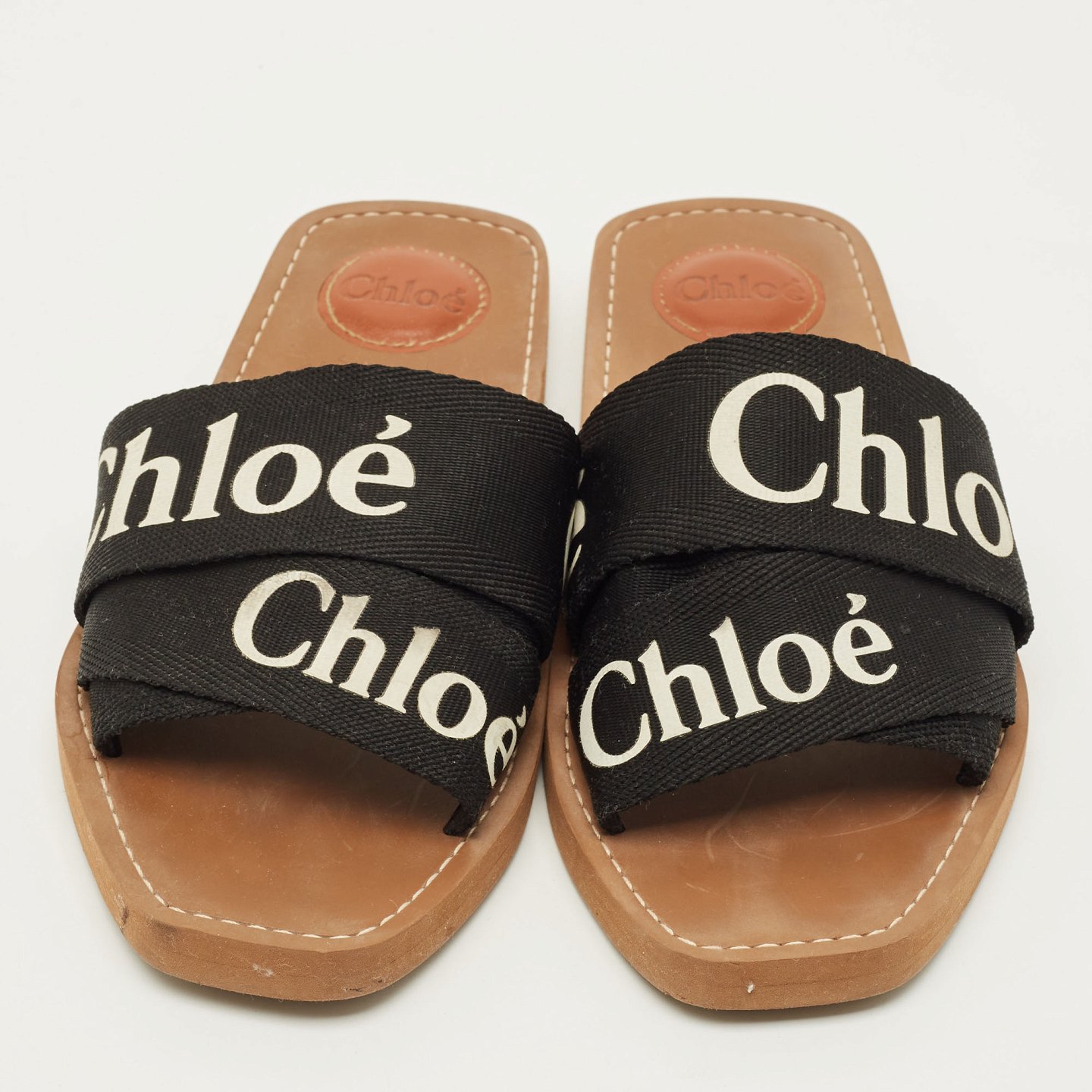 Woody Black Canvas Flat Slides 5