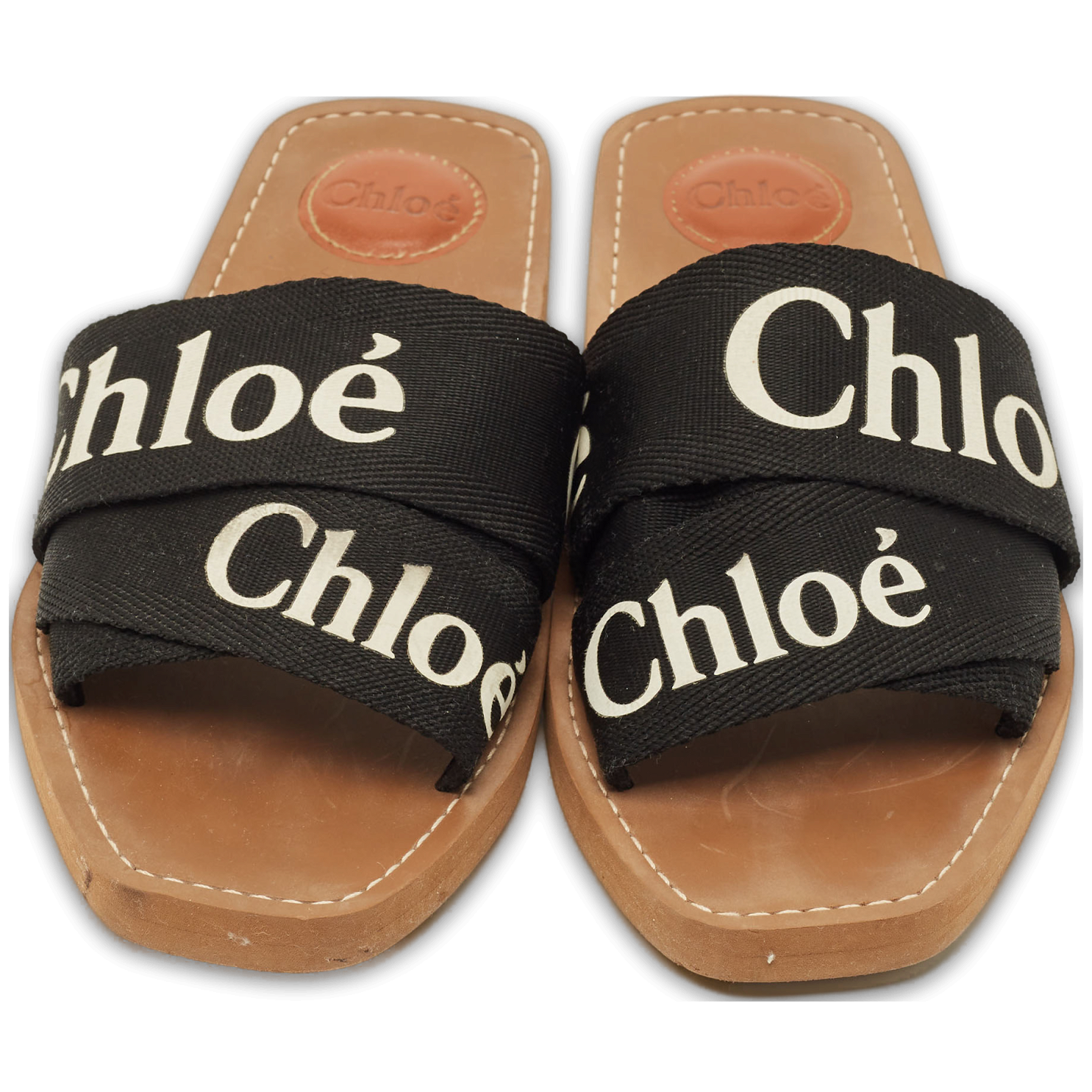Woody Black Canvas Flat Slides 6