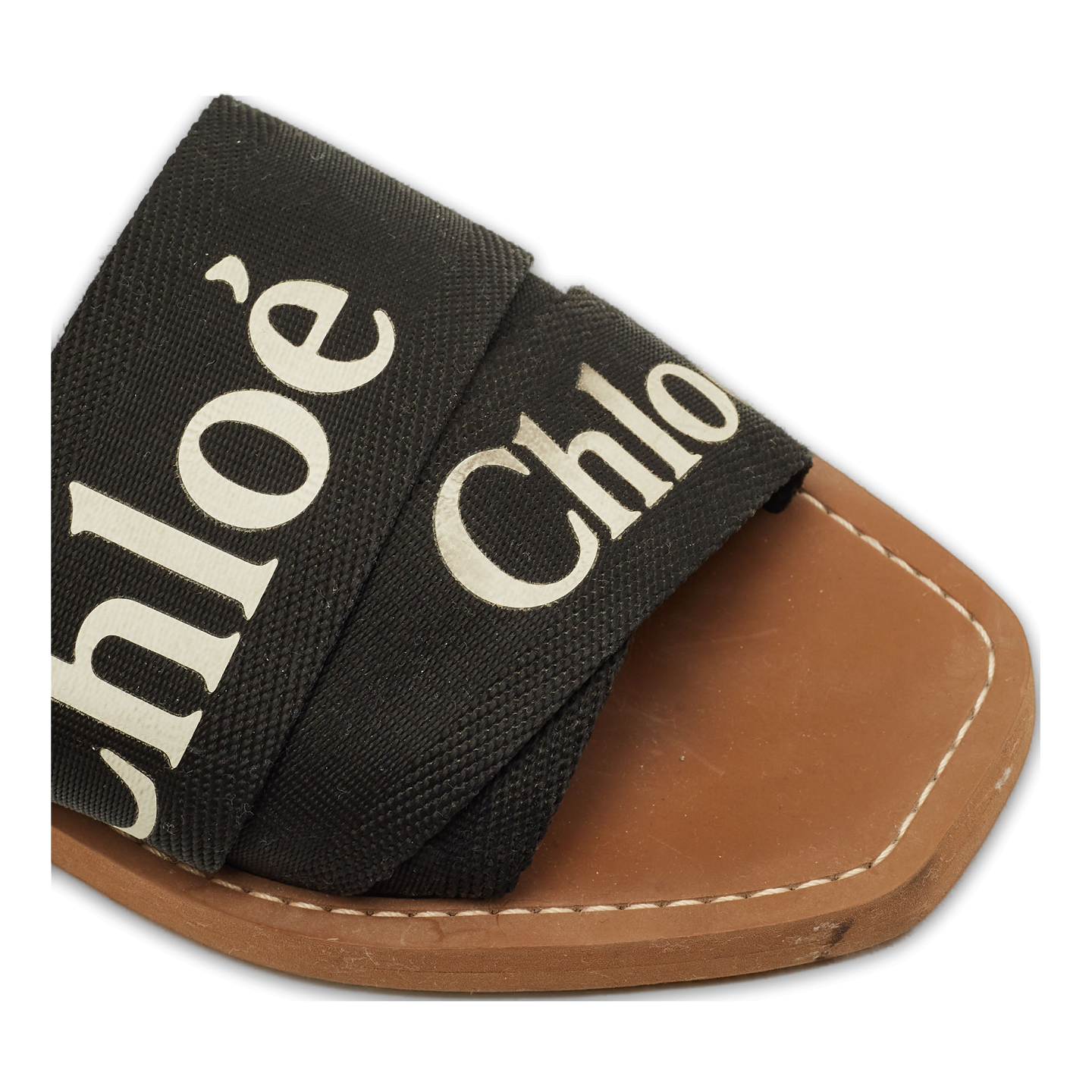 Woody Black Canvas Flat Slides 1