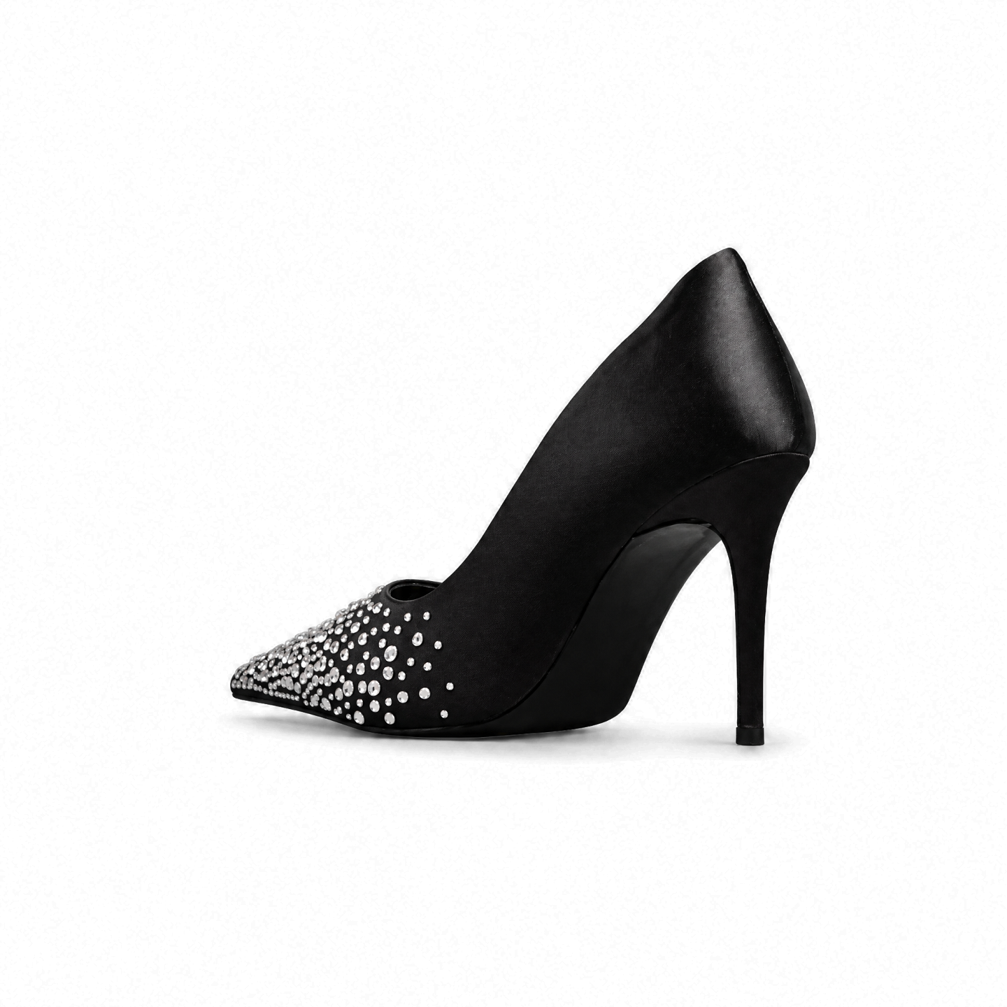 BLACK SATIN CRYSTALS 90 PUMPS 4