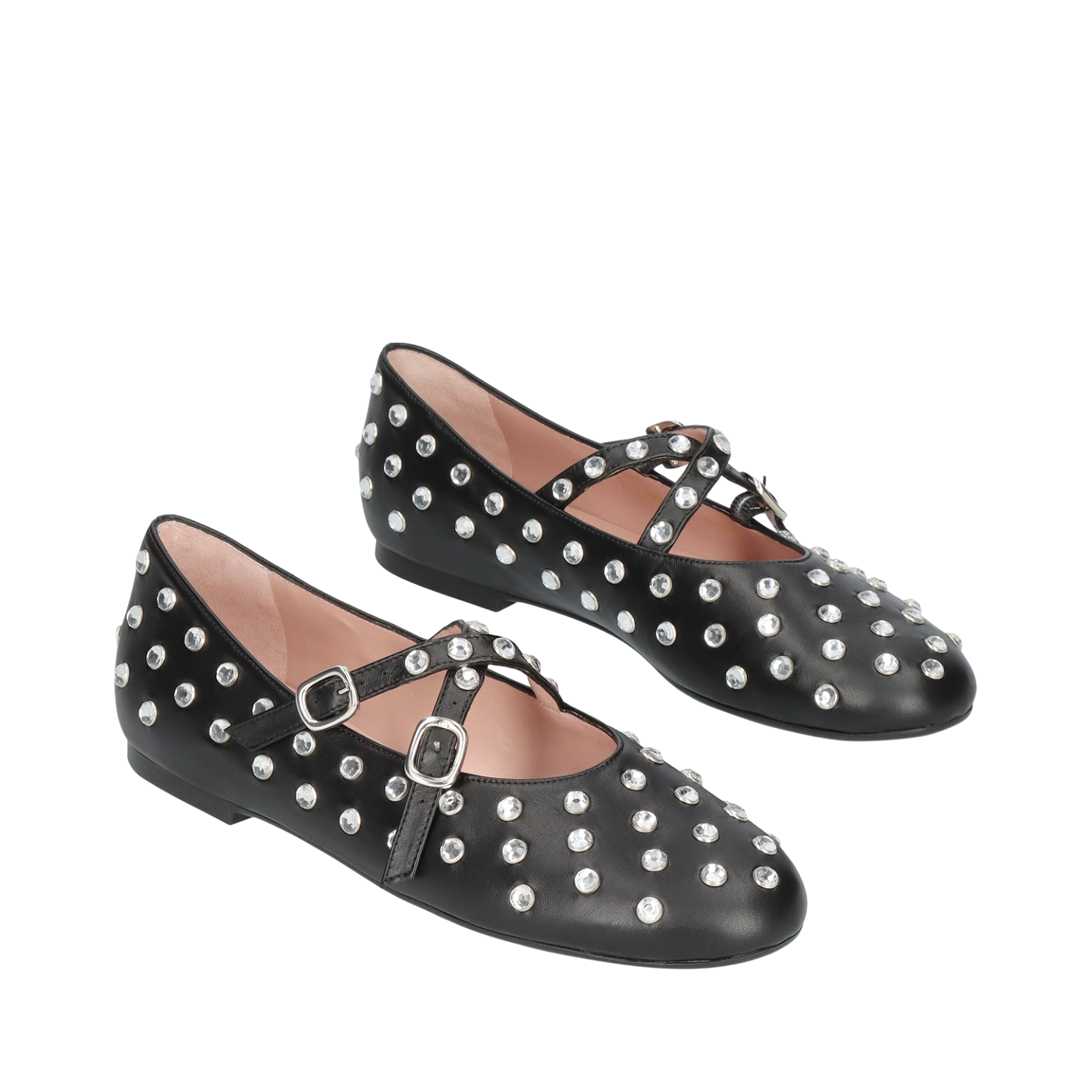 NICOLE LEATHER CRYSTALS BALLERINAS 0