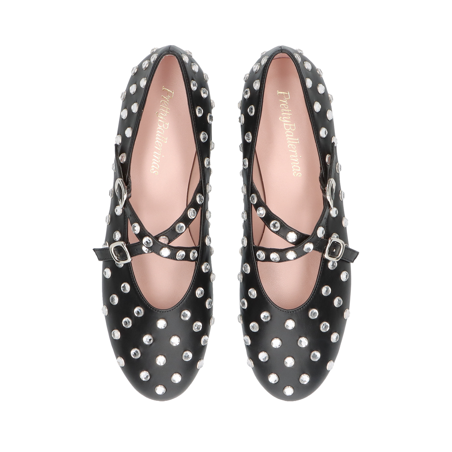 NICOLE LEATHER CRYSTALS BALLERINAS 2