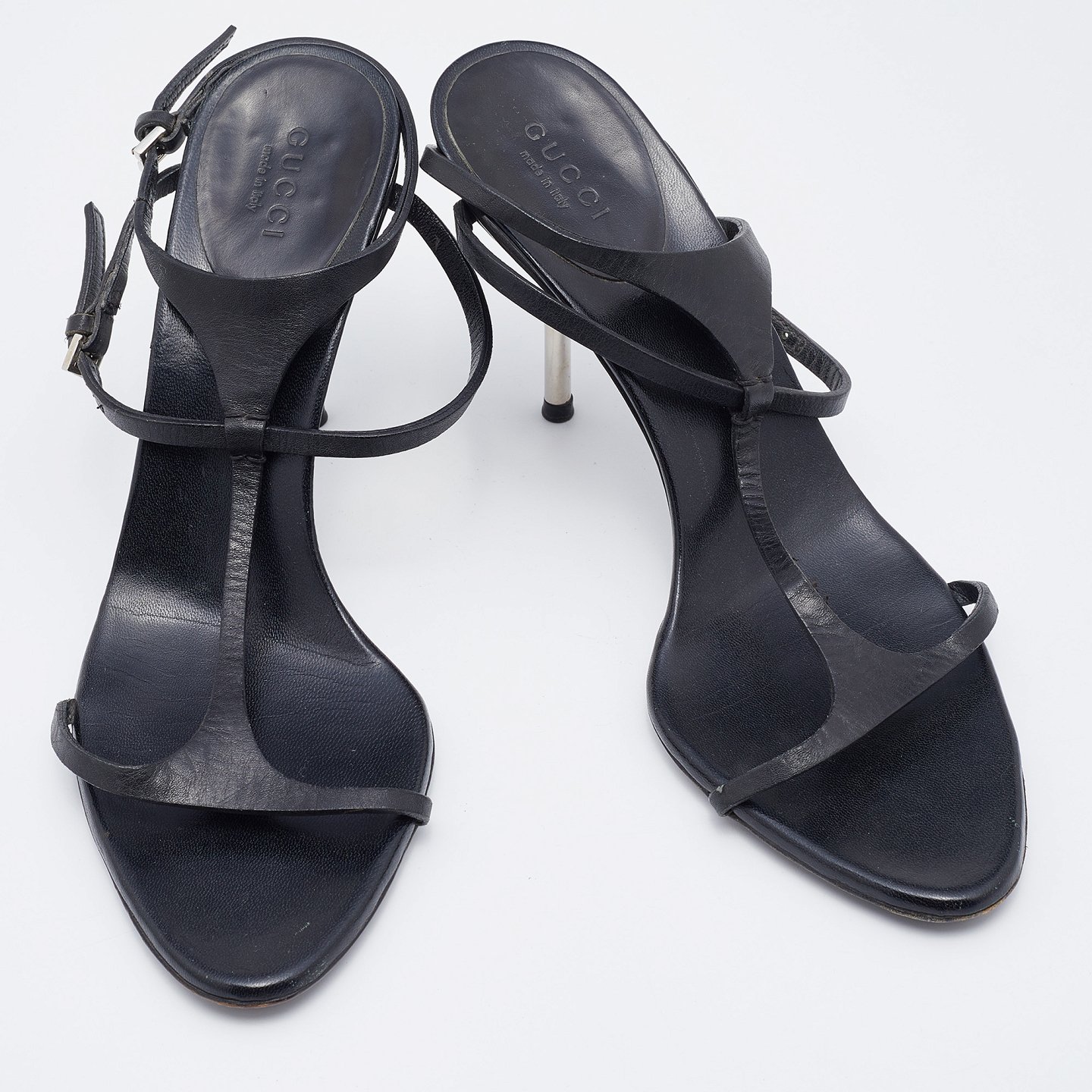 Black Leather Ankle Strap Sandals 3