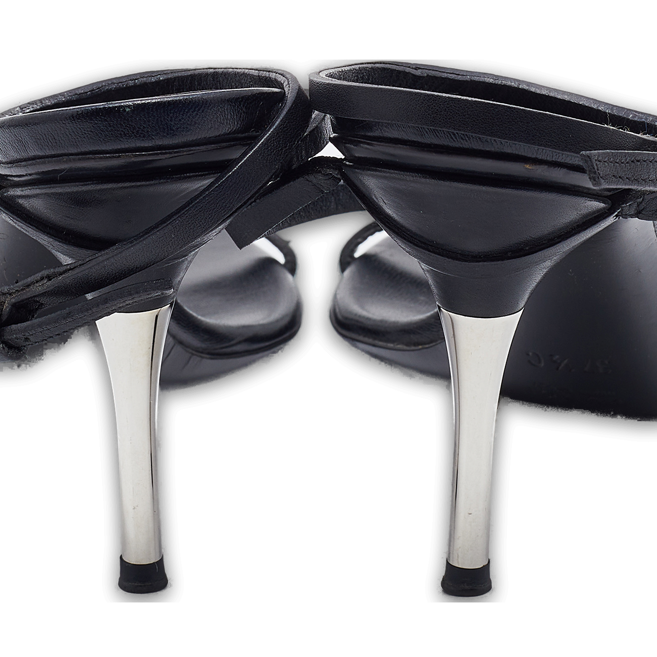 Black Leather Ankle Strap Sandals 1