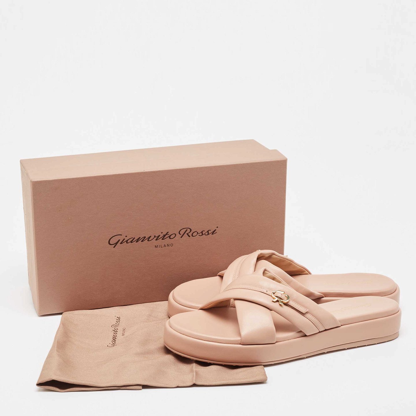 Pink Leather Alima Sandals 2