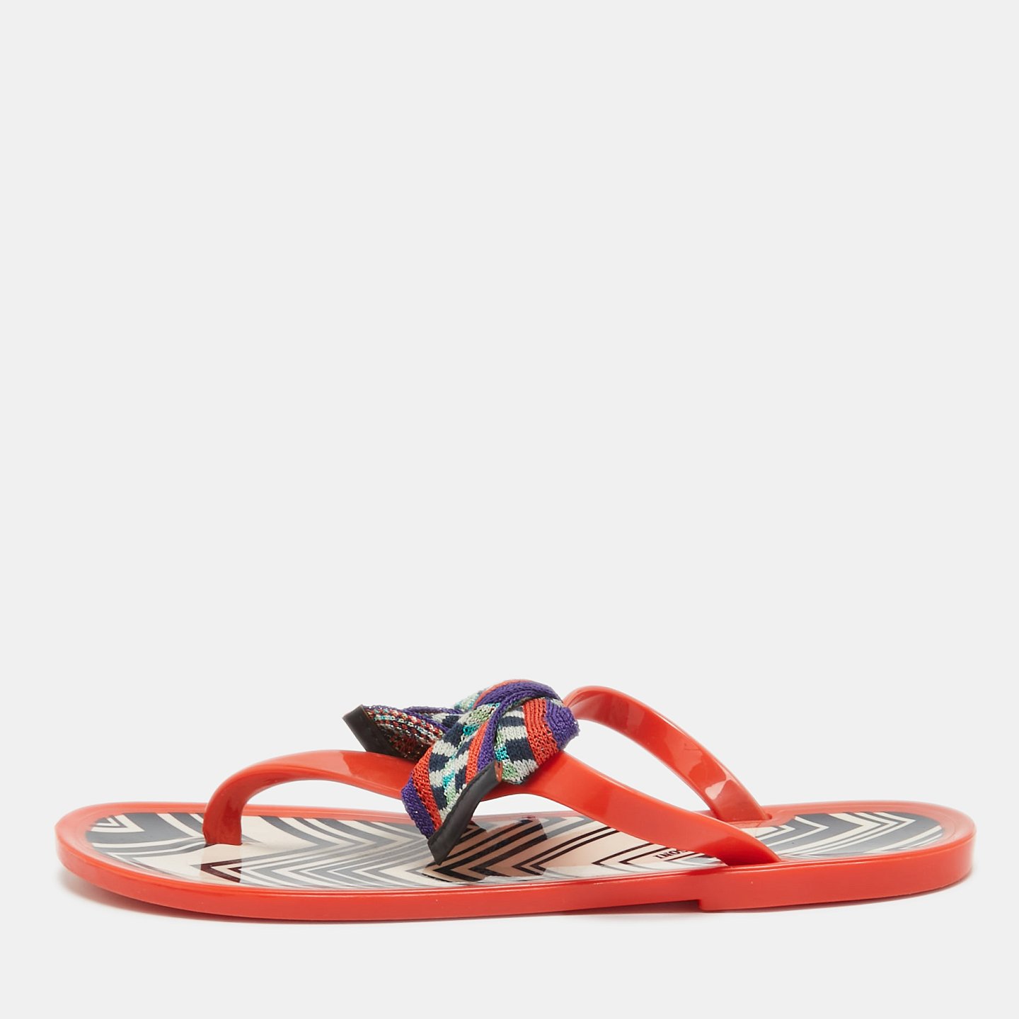 Orange Jelly Bow Thong Flat Sandals 8