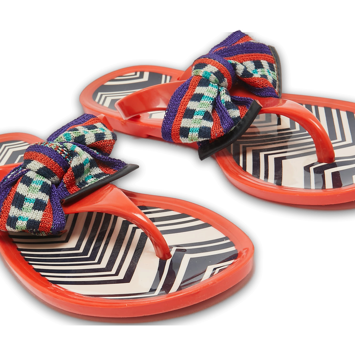 Orange Jelly Bow Thong Flat Sandals 0