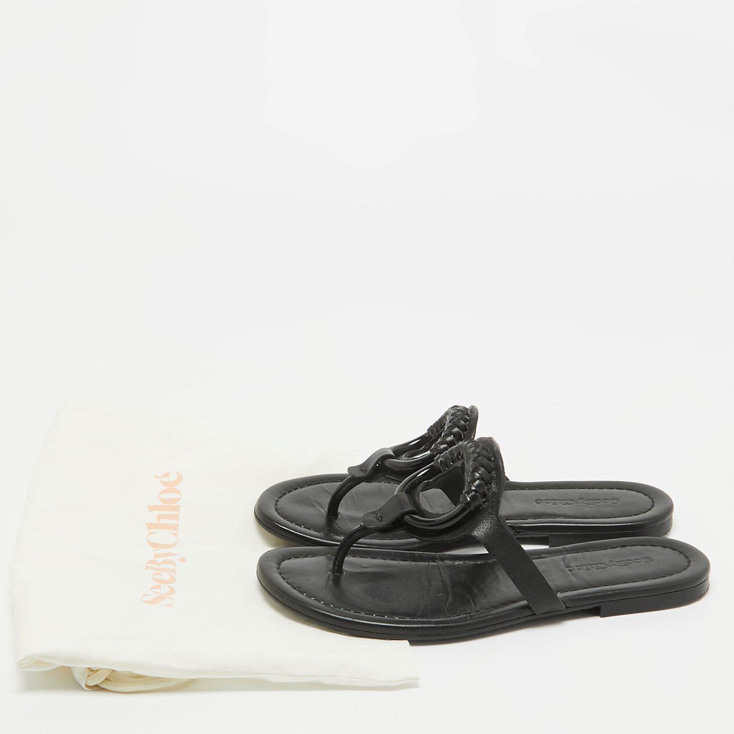 Black Leather Hana Flat Slides 2
