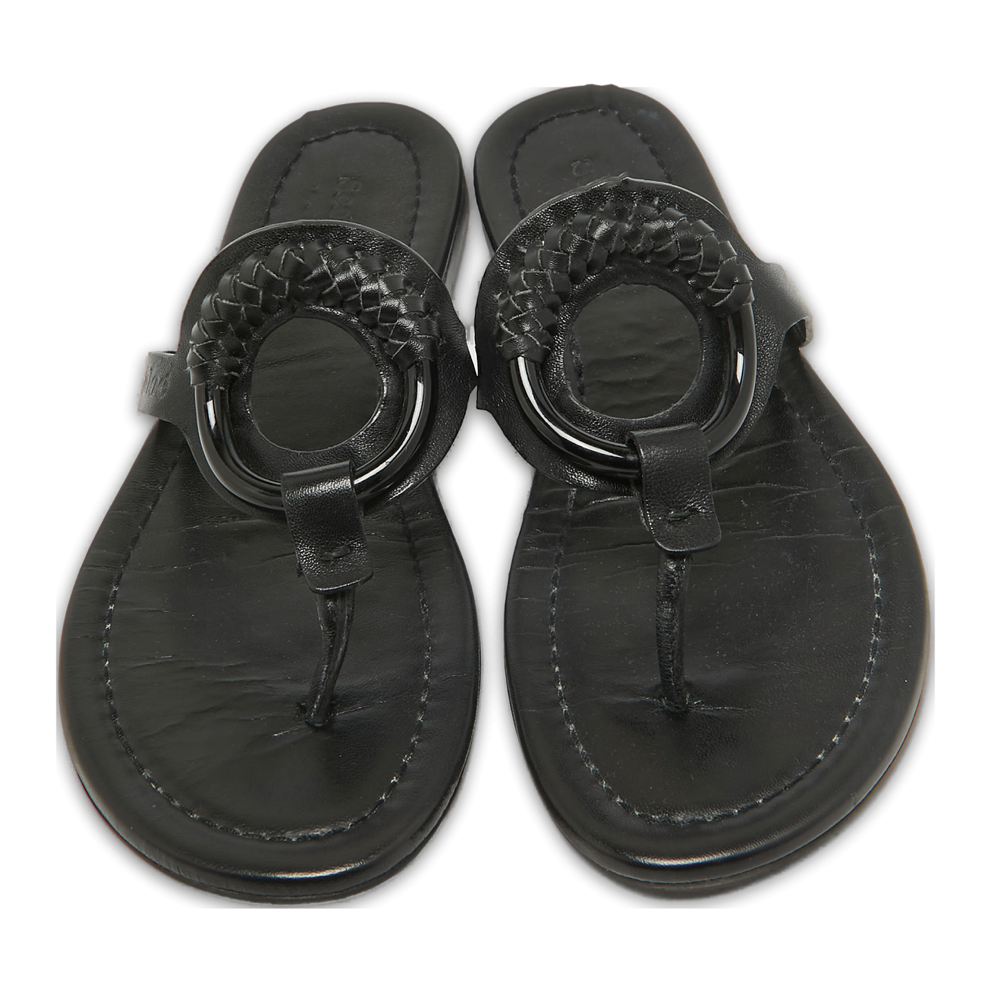 Black Leather Hana Flat Slides 0