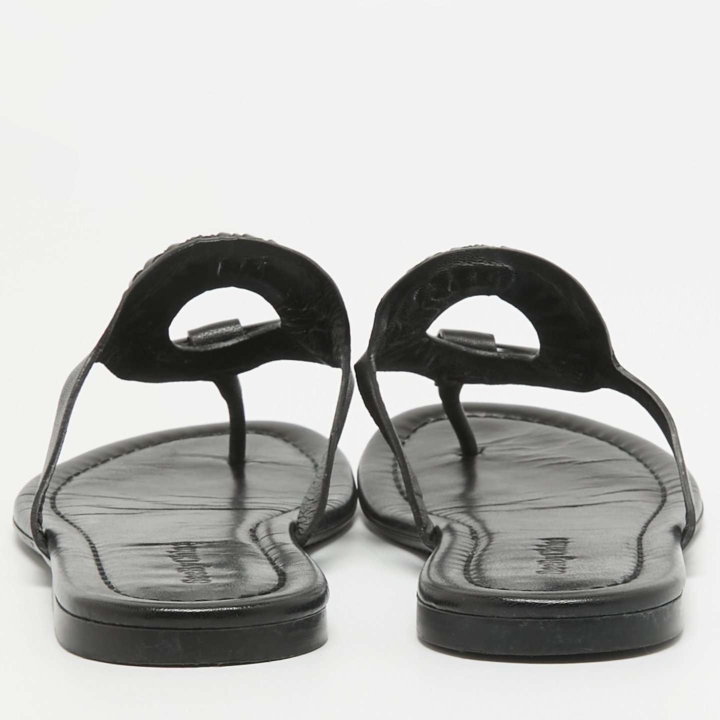 Black Leather Hana Flat Slides 6