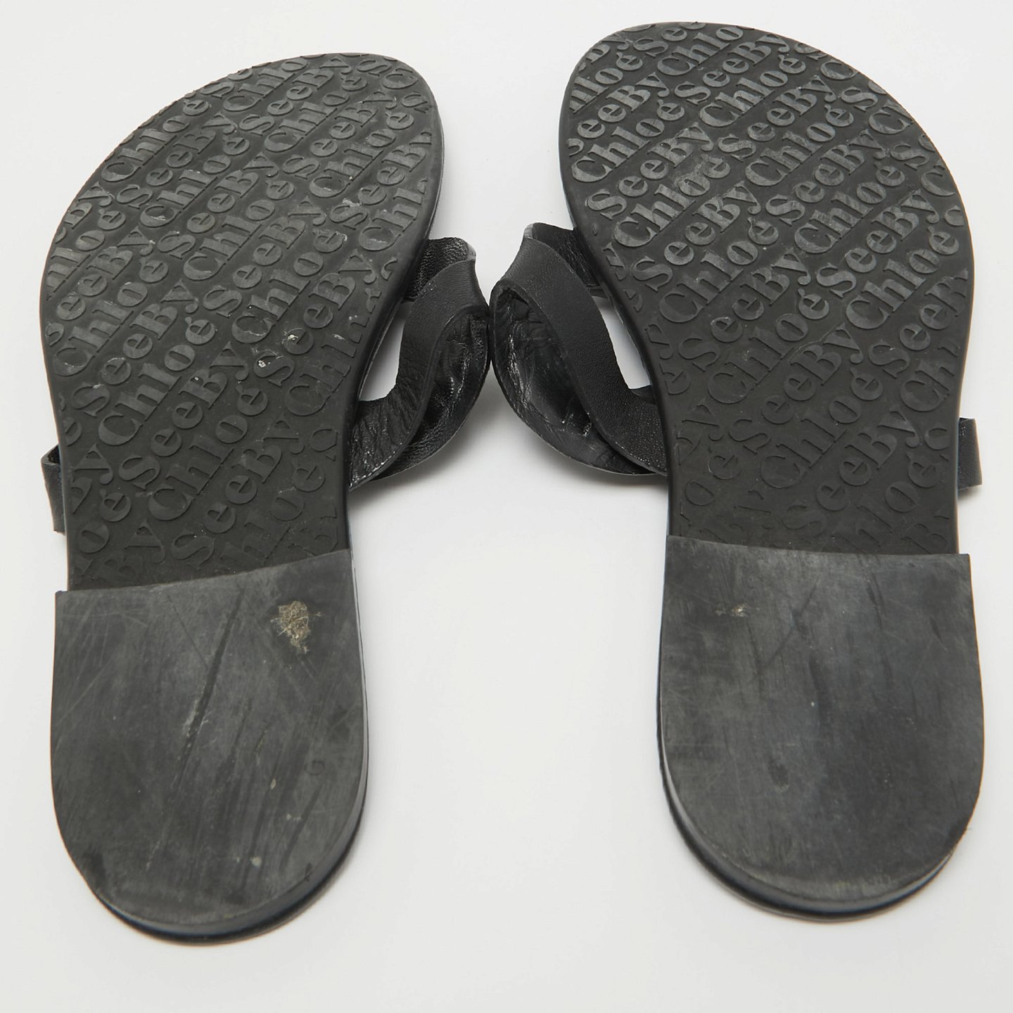Black Leather Hana Flat Slides 7