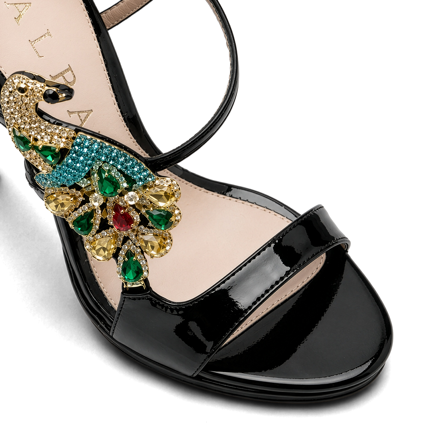 JEWELED PEACOCK STILETTO SANDALS 100 2