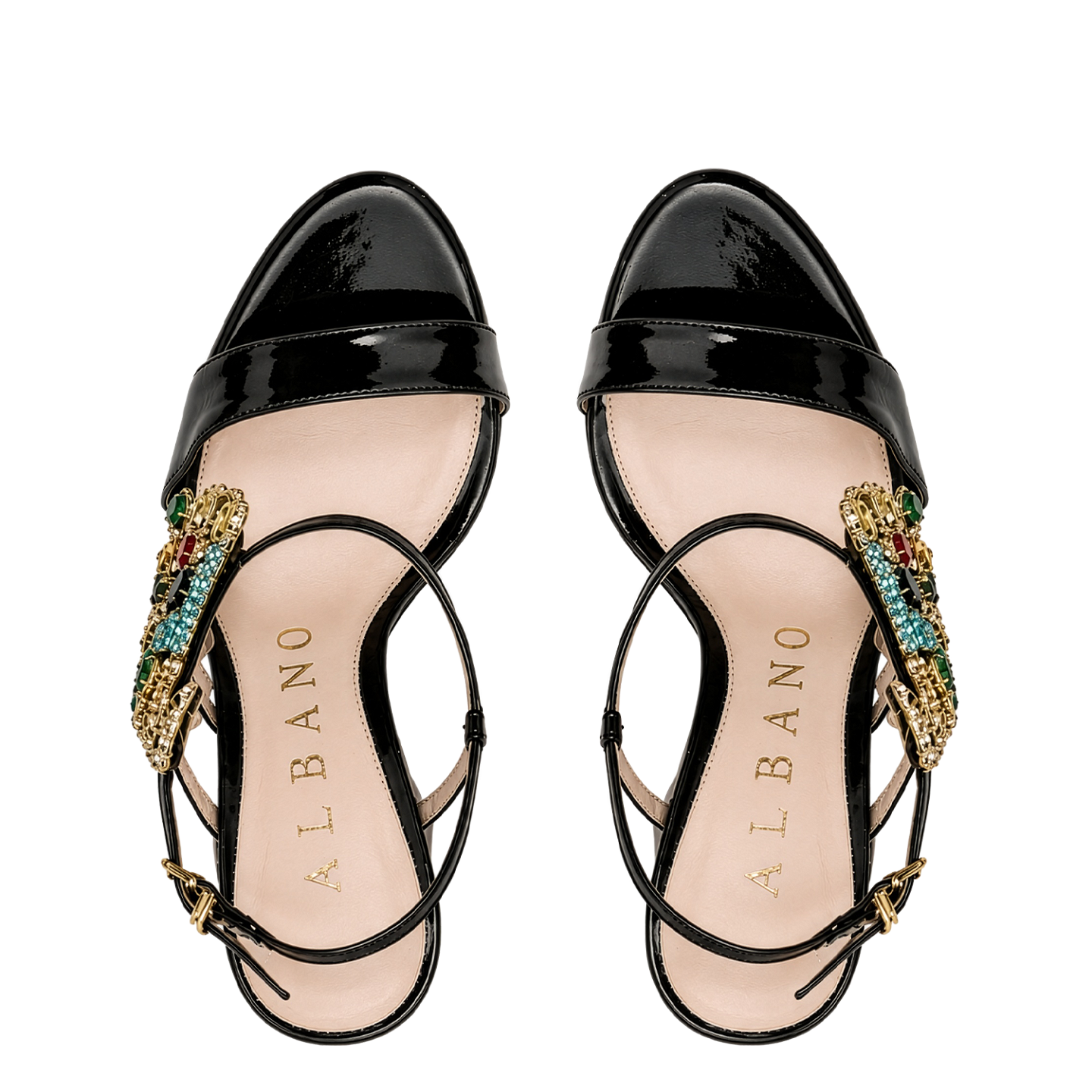 JEWELED PEACOCK STILETTO SANDALS 100 3