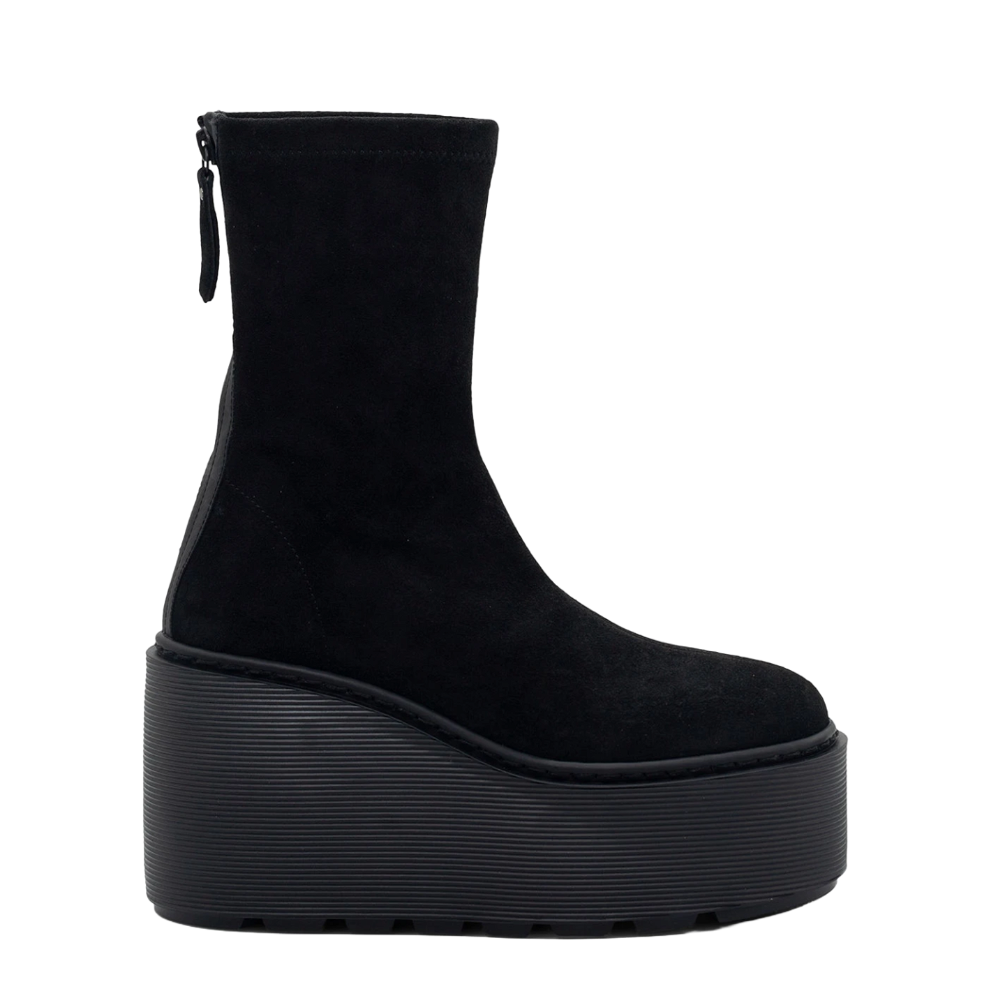 ZEPPA SUEDE STRIPY ZIP ANKLE BOOTS BLACK 0