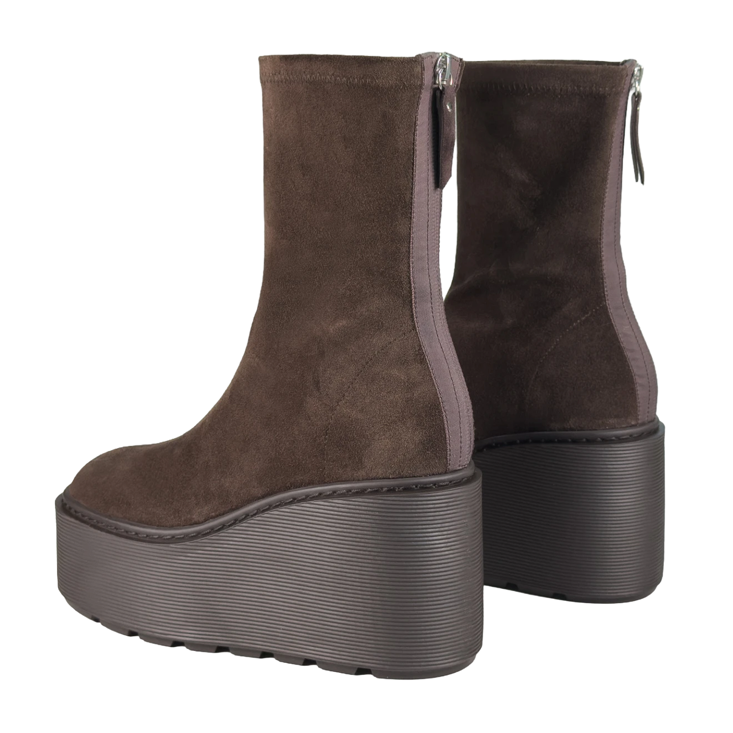 ZEPPA SUEDE STRIPY ZIP ANKLE BOOTS DARK BROWN 1