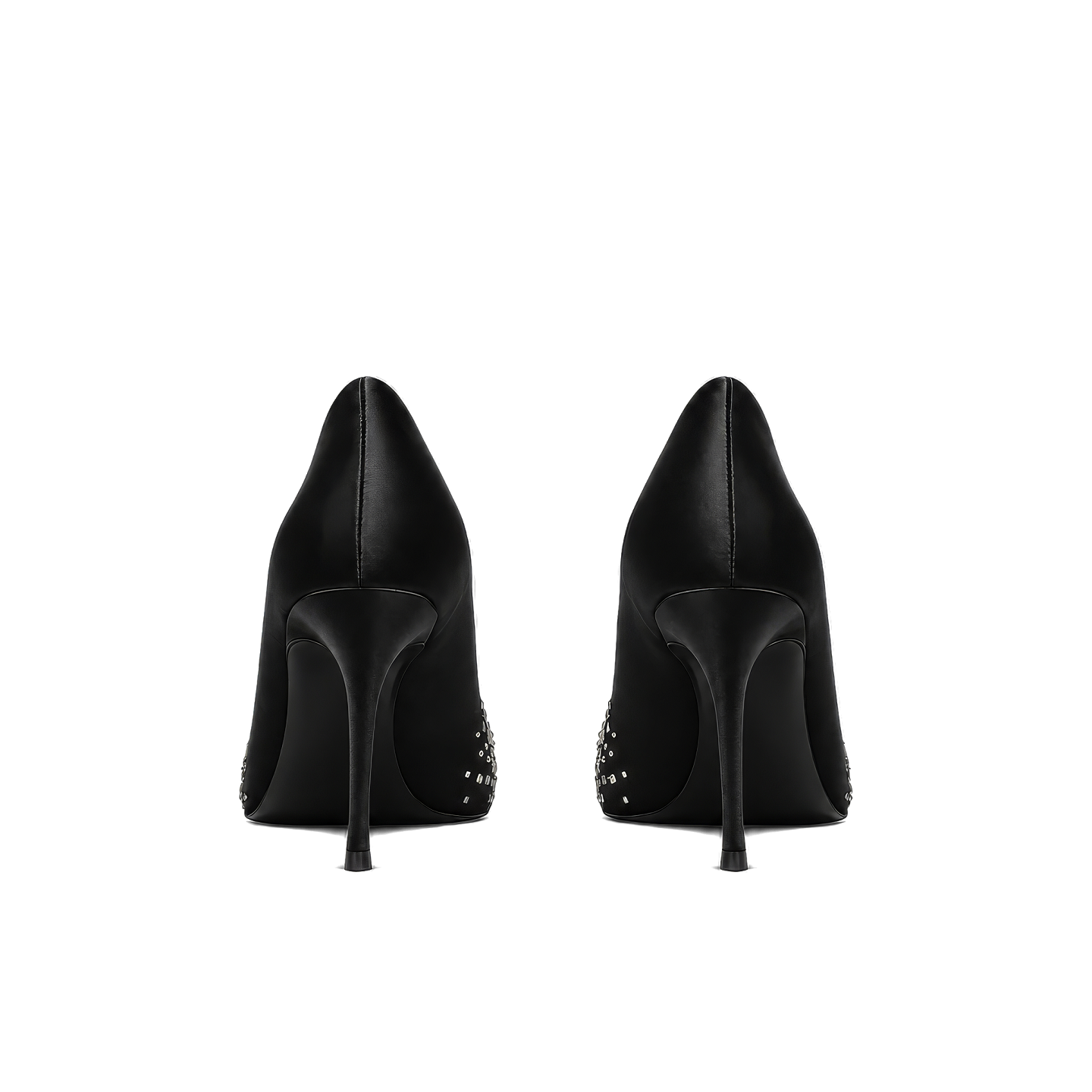 BLACK SATIN CRYSTALS 90 PUMPS 5