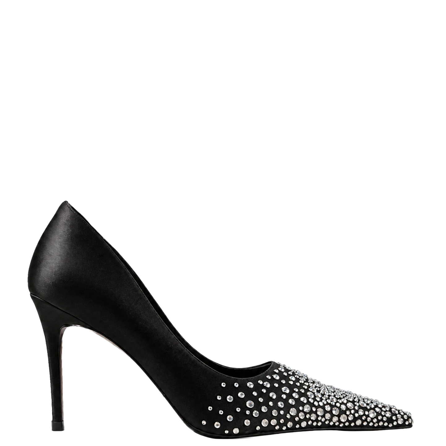 BLACK SATIN CRYSTALS 90 PUMPS 0