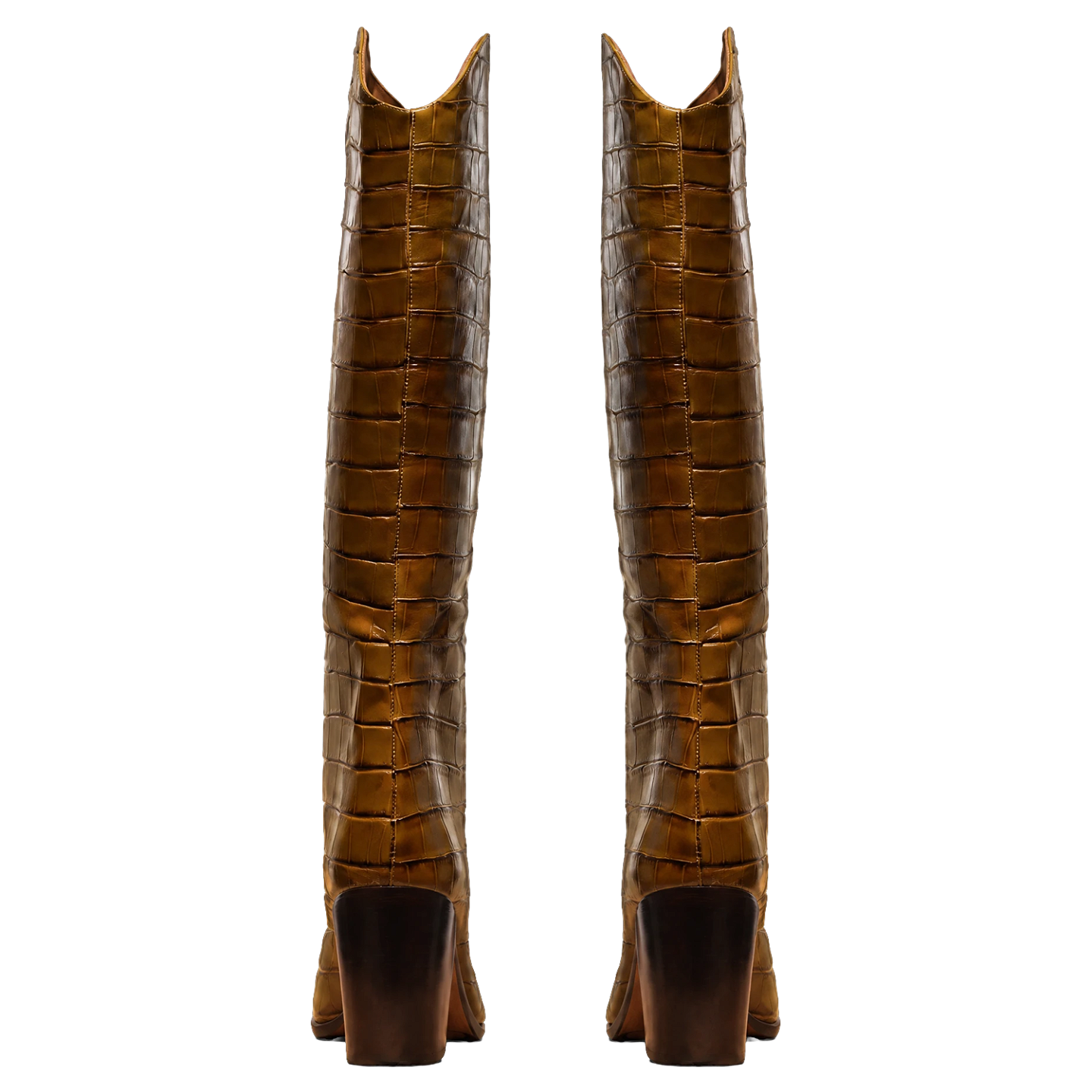 MARYANA CROC-EMBOSSED BLOCK HEEL BOOTS 2