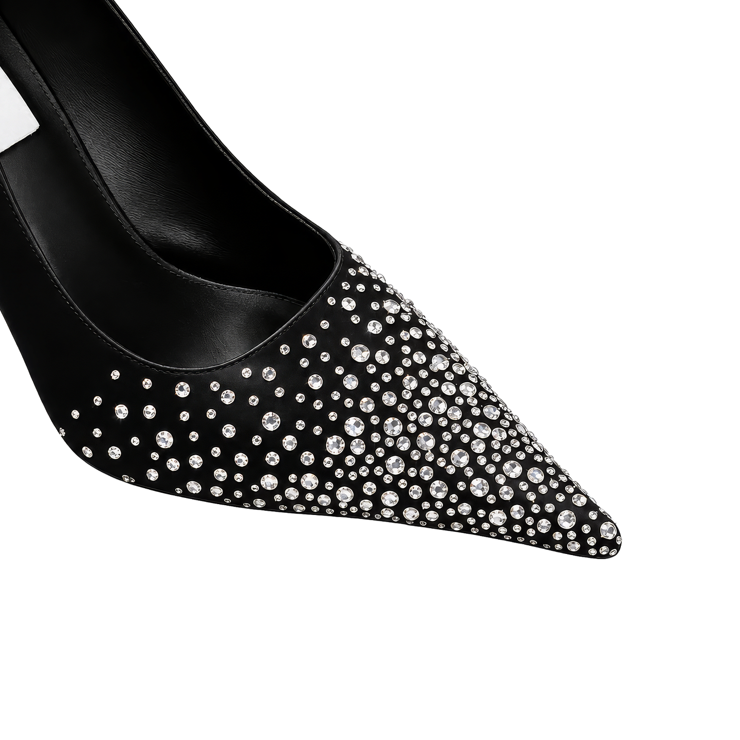 BLACK SATIN CRYSTALS 90 PUMPS 1