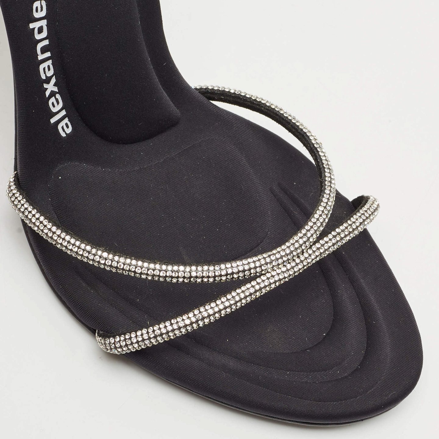 Black Suede Crystal Embellished Dahlia Sandals 7