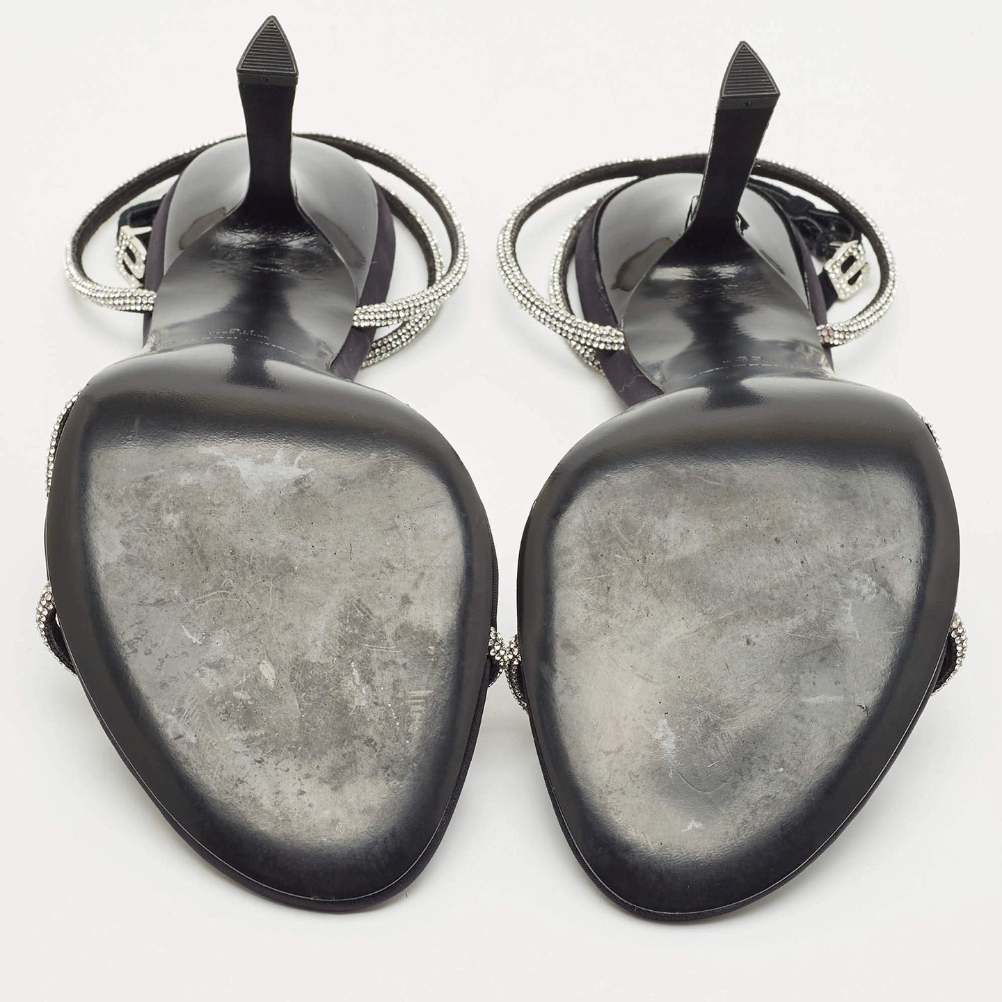 Black Suede Crystal Embellished Dahlia Sandals 8
