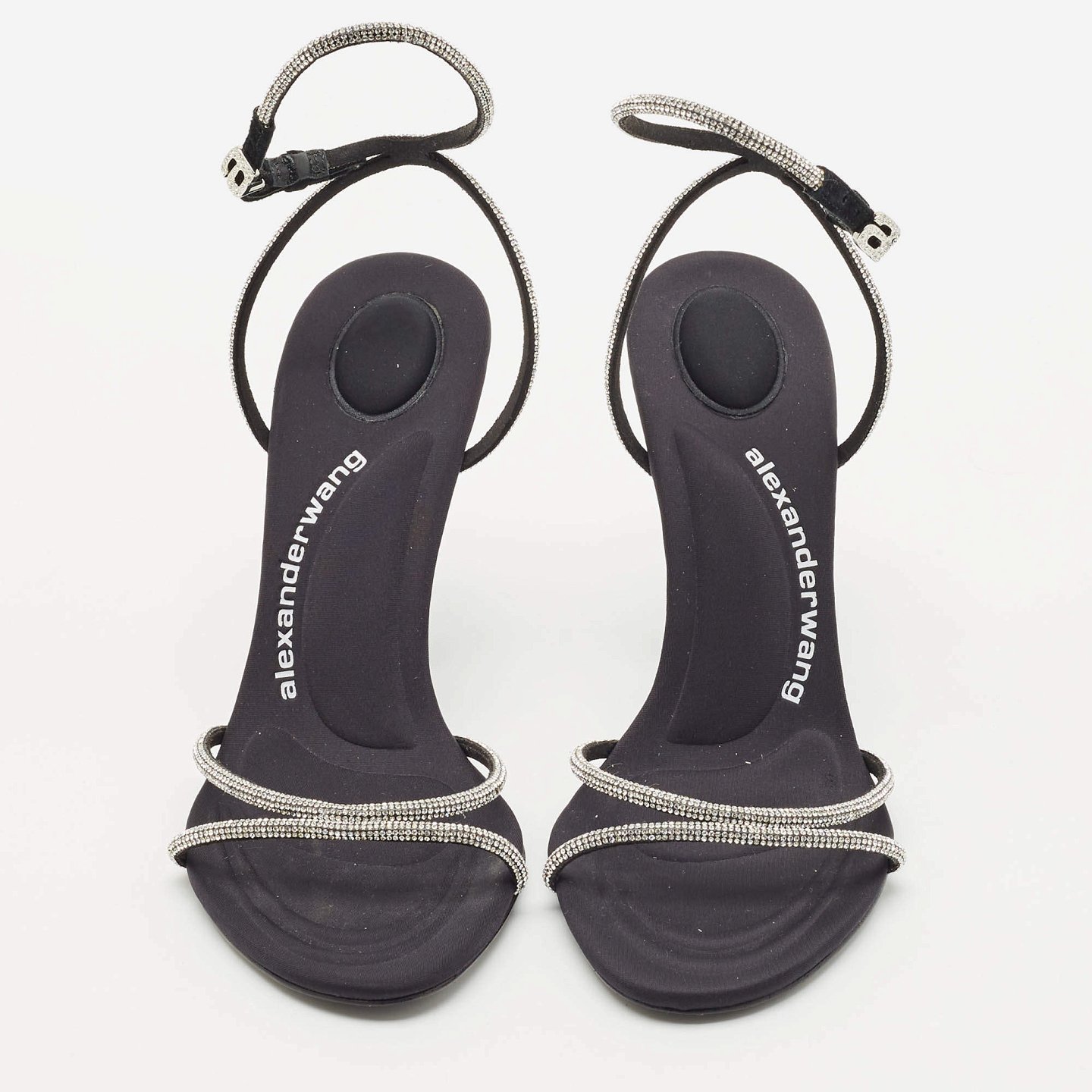 Black Suede Crystal Embellished Dahlia Sandals 2