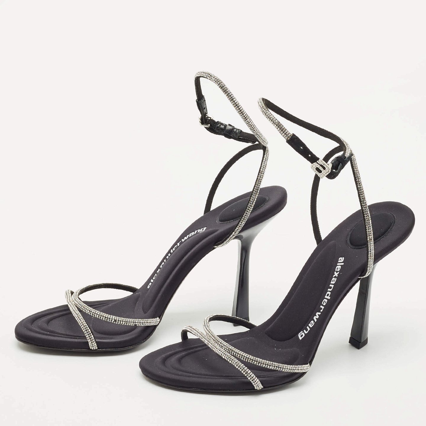 Black Suede Crystal Embellished Dahlia Sandals 3