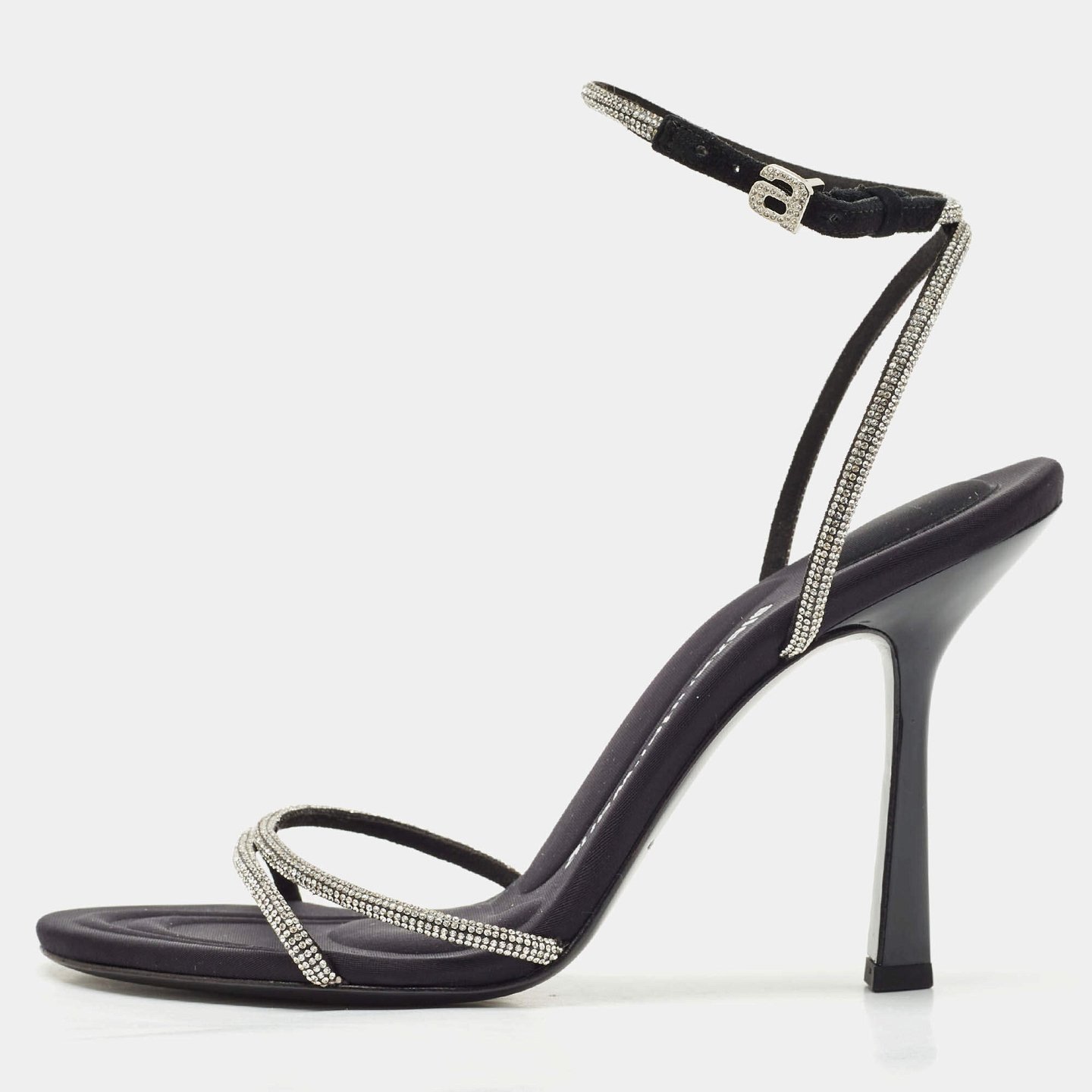 Black Suede Crystal Embellished Dahlia Sandals 5