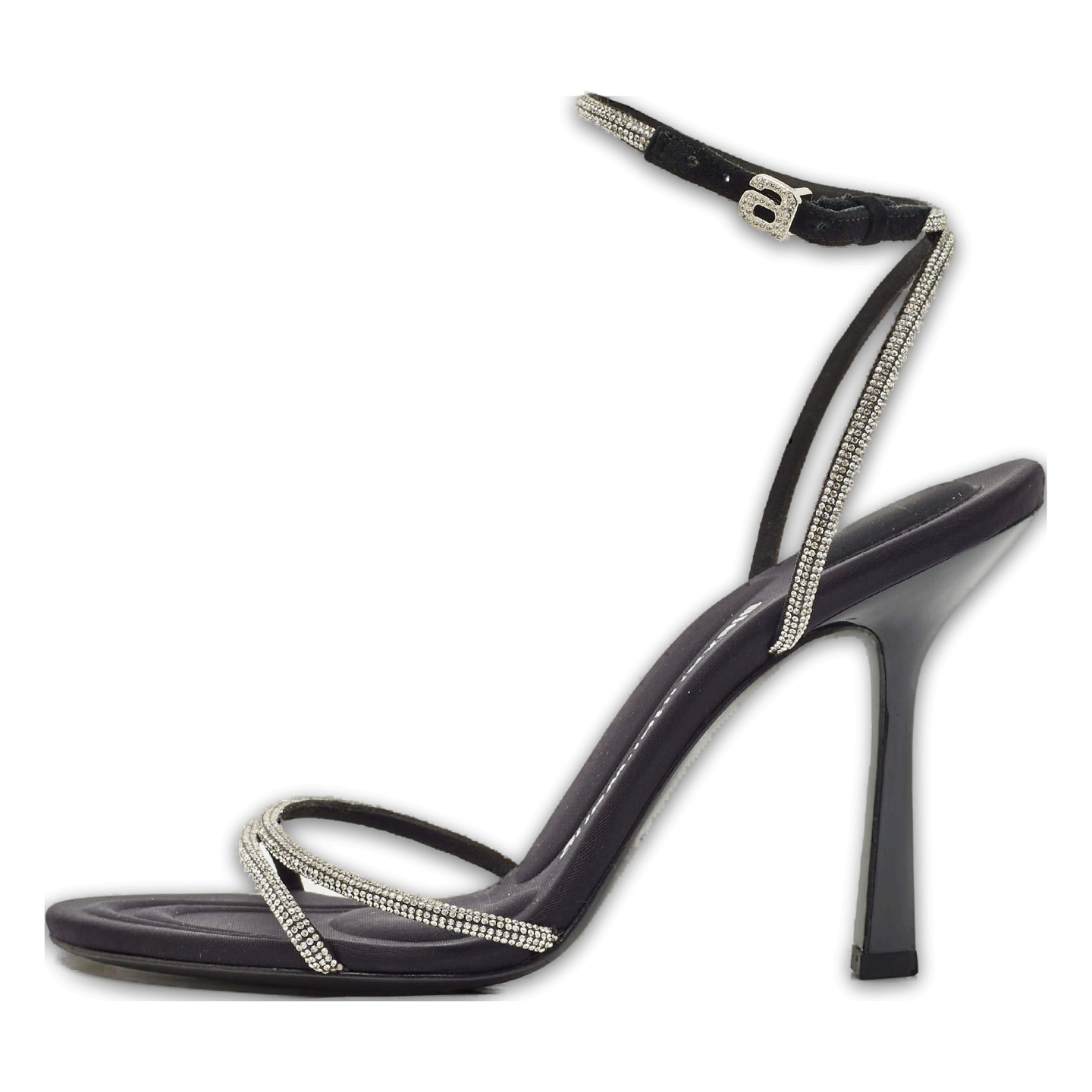 Black Suede Crystal Embellished Dahlia Sandals 0